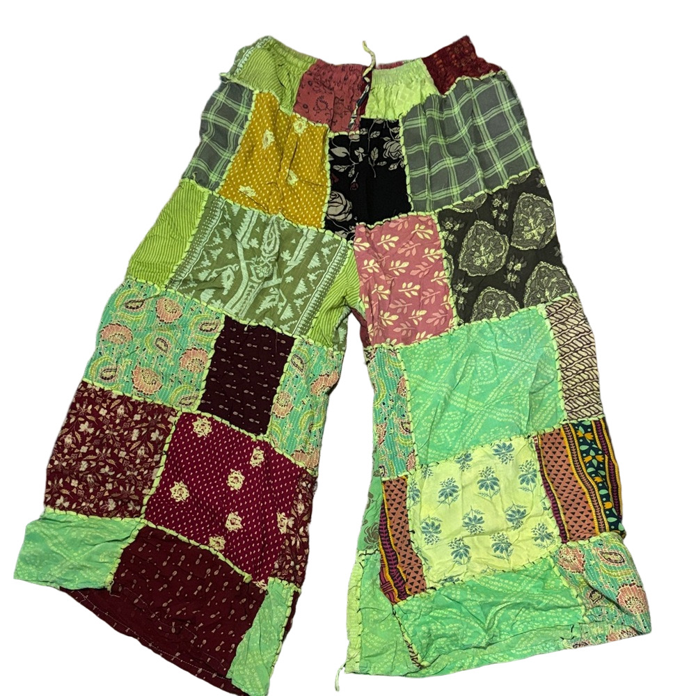 Patchwork Wide leg Pants One Size - Picture 2 of 5